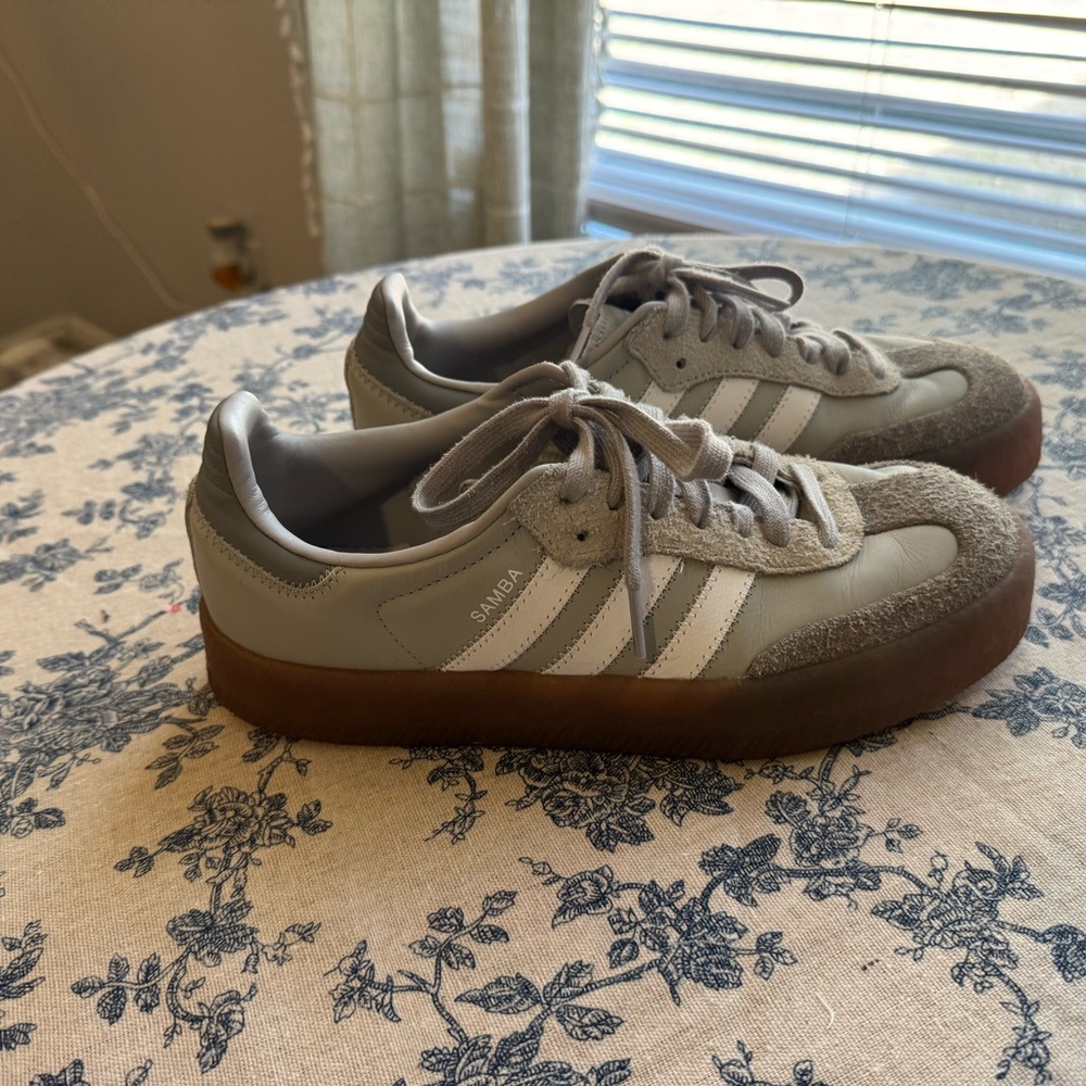 Women’s Adidas Sambas Gray and White Women's Sneakers - Picture 9 of 12